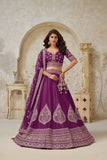 Crimson Elegance Minimalist Peacock And Leaf Motif Bridal Lehenga