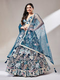 Net Multi-Sequins Work Semi-Stitched Lehenga  women's fashion mart