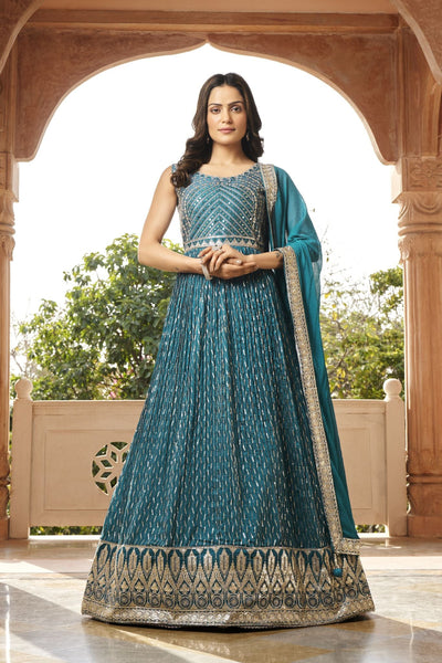 Wedding Special  Georgette Designer Women Gown With Dupatta - women's fashion mart