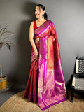 Celebrity Banarasi Katan Contrast Border Saree
