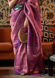 Orchid Purple Woven Banarasi Brocade Silk Saree