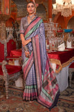 Luxurious Lavender Kanjivaram and Patola Printed Silk Saree - women's fashion mart