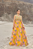 Yellow Digital Print With Khatli Work Lehenga Choli With Choker Style Dupatta - women's fashion mart