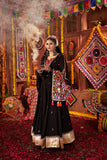 Black Thread With Mirror Hand Work Viscose Cotton Navratri Lehenga Choli