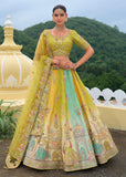 Bright Lime Green Heavy Embroidered Designer Lehenga Set