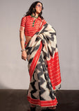 Black And White Woven Soft Silk Saree