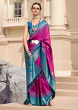 Fuchsia Purple Woven Banarasi Silk Saree