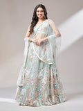 Net Multi-Sequins Work Semi-Stitched Lehenga  women's fashion mart