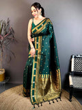 Classic Green Banarasi Katan Silk Zari Saree