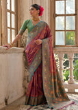 Wine Purple Woven Banarasi Silk Saree