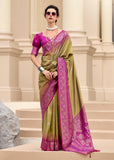 Olive Green Woven Banarasi Silk Saree