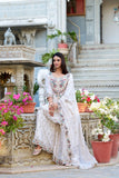 White Sequins And Thread Embroidery Work Sharara Set Of 3 - women's fashion mart