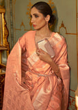 Narangi Peach Woven Banarasi Brocade Silk Saree