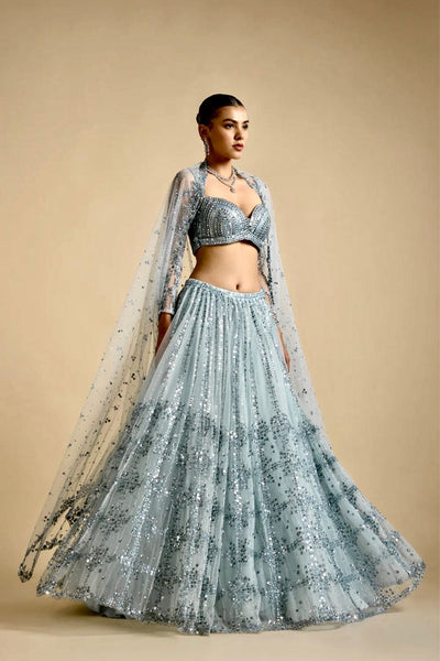 Sky Blue Color Net Febric Wedding Lehenga Choli For Woman - women's fashion mart