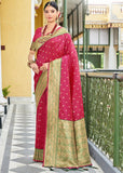 Aanar Red Woven Banarasi Silk Saree