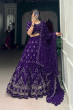 Purple Georgette Sequins And Thread Embroidery Work Wedding Lehenga Choli - women's fashion mart