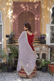 Traditional Maroon Embroidery Sequins Work Anarkali Suit Set