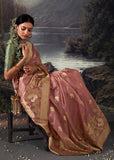 Dusky Pink Woven Banarasi Organza Silk Saree