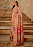 Cream Beige Woven Kashmiri Jamewar Saree