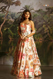 Off White Handwork Designer Corset Lehenga Set With Floral Prints