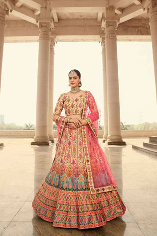 Beige Embroidery With Print And Swarovski Work Bridal Lehenga For Wedding -Bridal Lehenga Default Title women's fashion mart