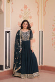 Embroidered Zari Sequins Work Festival Special Gown With Dupatta