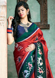 “Exclusive Offer” : Pompeian Red Woven Patola Saree Silk