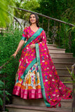 Kalamkari printed lehenga choli dupatta set -Lehenga Choli White / Semi Stitched women's fashion mart