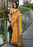 Mimosa Yellow Woven Linen Tissue Silk Saree