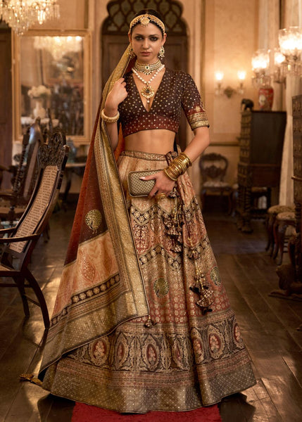 Arabian Brown And Beige Designer Lehenga Set