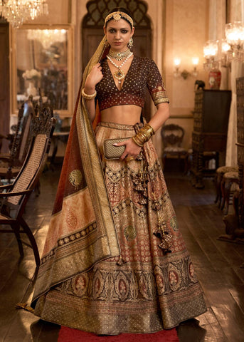 Arabian Brown And Beige Designer Lehenga Set