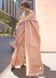 Beige And Gold Woven Banarasi Brocade Silk Saree