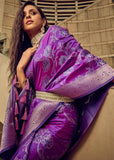 Charming Purple Woven Satin Silk Banarasi Saree With Brocade Blouse