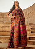 Black Multicolor Woven Kashmiri Jamewar Saree