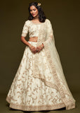 Beautiful Sugar White And Gold Embroidered Lehenga