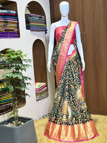 Intricate Kalamkari Printed Saree  women's fashion mart