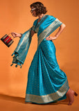 Beaming Blue Dual Tone Banarasi Satin Silk Saree