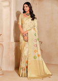 Classic Cream Woven Banarasi Silk Saree