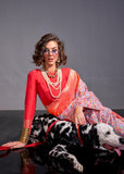 Carnation Pink Woven Banarasi Kashmiri Silk Saree