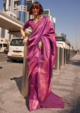 Dahlia Purple Woven Banarasi Brocade Silk Saree