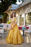 Goldie Sequins With Tread Embroidered Golden Lehenga Choli - women's fashion mart