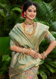 Blue and Golden Woven Kanjivaram Silk Saree