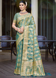 Neptune Green Woven Banarasi Silk Saree