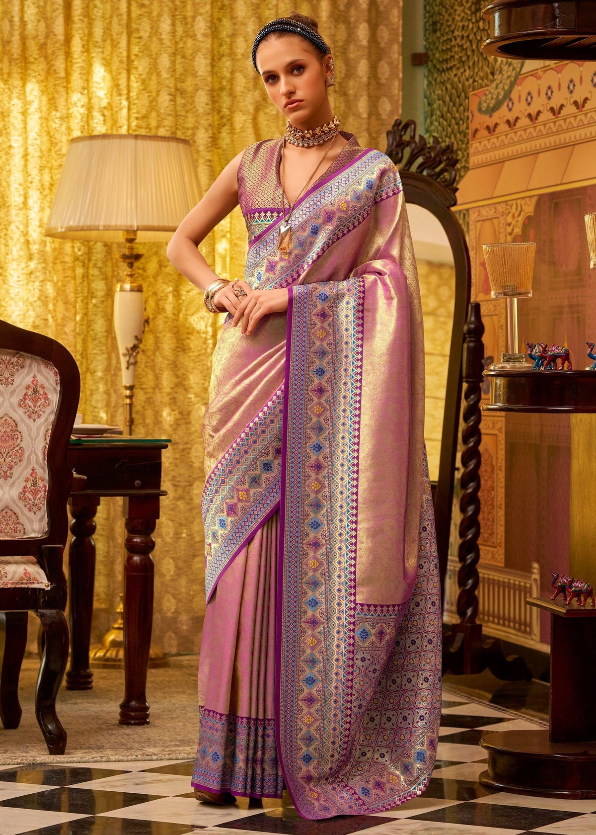 Delight Pink Kanjivaram Saree
