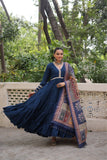 Beautiful Frill Stitching Designer Festival And Wedding Gown And Dupatta Set