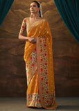 Bronze Orange Woven Paithani Banarasi Soft Silk Saree