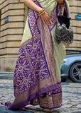 Delight Green And Purple Printed Patola Silk Saree