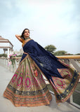 Navy Blue And Green Heavy Banarasi Bridal Lehenga