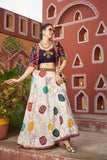 Fancy Designer White And Purple Embroidered Navratri Lehenga Choli -WOMEN FASHION Default Title women's fashion mart