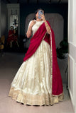 Festive Elegant Dola Silk Lehenga Choli With Red Dupatta